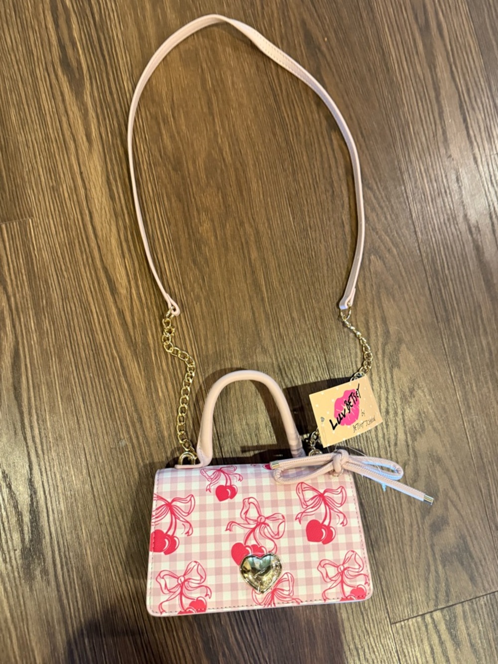 NWT Betsey Johnson Luvie Coquette Bow Cherry Satchel Crossbody